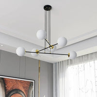 OGNIS 6-lichts hanglamp – Wit/zwart hanglamp met ronde bol - afbeelding 6