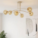Pregos plafondlamp amber glas 6-lichts amber plafondlamp met ronde bol - afbeelding 6