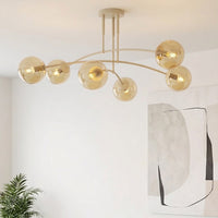 Pregos plafondlamp amber glas 6-lichts amber plafondlamp met ronde bol - afbeelding 6