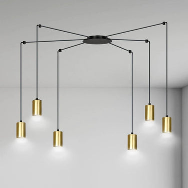 TRAKER 6-lichts hanglamp - Zwart goud frame