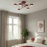 Halo plafondlamp 6-lichts bordeaux plafondlamp met kap - afbeelding 6