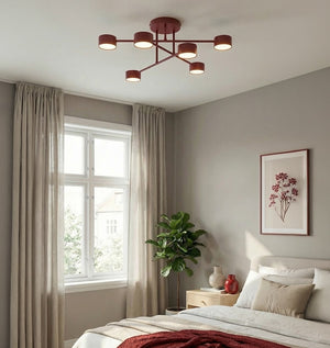 Halo plafondlamp 6-lichts bordeaux