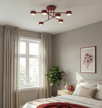 Halo plafondlamp 6-lichts bordeaux