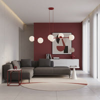 Magnus hanglamp opaalwit glas 6-lichts bordeaux hanglamp met ronde bol - afbeelding 8