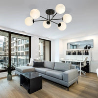 ROMA 6-lichts plafondlamp - Wit glas plafondlamp met ronde bol - afbeelding 9