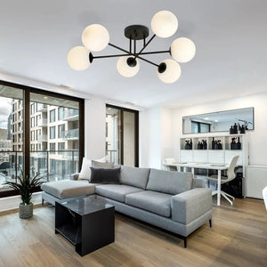 ROMA 6-lichts plafondlamp - Wit glas