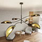 LOTUS 6-lichts hanglamp - Zwart Goud hanglamp met lampenkap - afbeelding 10