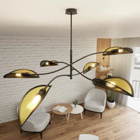 LOTUS 6-lichts hanglamp - Zwart Goud hanglamp met lampenkap - afbeelding 10