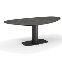 Ovale Eettafel Zwart Marmerlook 240x120 cm