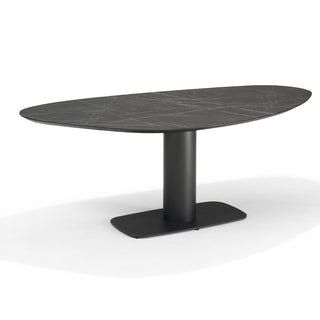 Ovale Eettafel Zwart Marmerlook 240x120 cm
