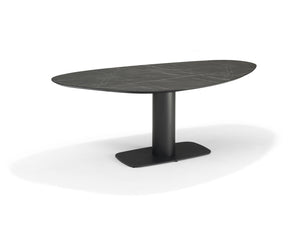 Ovale Eettafel Zwart Marmerlook 240x120 cm