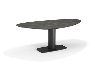Ovale Eettafel Zwart Marmerlook 240x120 cm