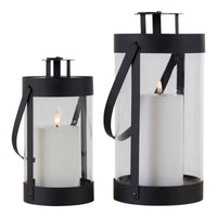 Bondi lantaarn van staal en glas 2 stuks - zwart - Ø12 × 24 cm - Mooier Thuis