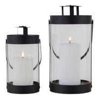 House of Nordic Bondi lantaarn van staal en glas 2 stuks - zwart - Ø12 × 24 cm - Mooier Thuis
