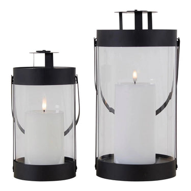 Bondi lantaarn van staal en glas 2 stuks - zwart - Ø12 × 24 cm