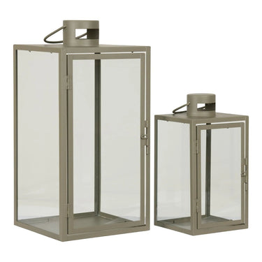 Corfu lantaarn van staal en glas 2 stuks - groen - 13 × 13 × 195 cm