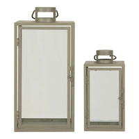 Corfu lantaarn van staal en glas 2 stuks - groen - 13 × 13 × 195 cm - afbeelding 2