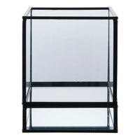 Hurricane windlicht van glas en metaal - zwart - 12 × 12 × 15 cm - Mooier Thuis