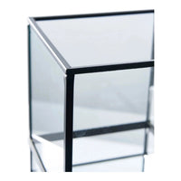 House of Nordic Hurricane windlicht van glas en metaal - zwart - 12 × 12 × 15 cm - Mooier Thuis