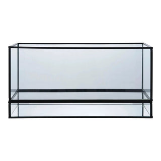 Windlicht van glas en metaal - zwart - 30 × 12 × 15 cm