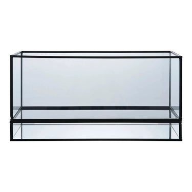 Windlicht van glas en metaal - zwart - 30 × 12 × 15 cm