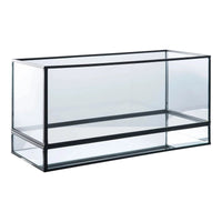 House of Nordic Windlicht van glas en metaal - zwart - 30 × 12 × 15 cm