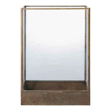 Manali lantaarn van glas en metaal - antieke messinglook - 25 × 15 × 36 cm