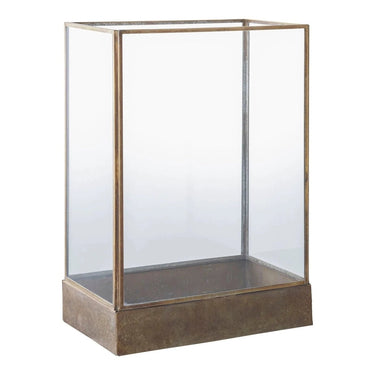 Manali lantaarn van glas en metaal - antieke messinglook - 25 × 15 × 36 cm