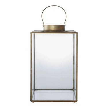 Mohali lantaarn van glas en metaal - antiek messing-look - Ø24 × 42 cm