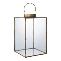 House of Nordic Mohali lantaarn van glas en metaal - antiek messing-look - Ø24 × 42 cm