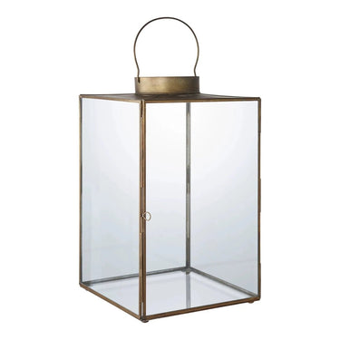 Mohali lantaarn van glas en metaal - antiek messing-look - Ø24 × 42 cm