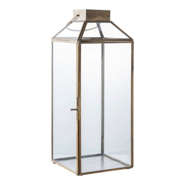 Mysore lantaarn van glas en metaal - antiek messing - Ø13 × 35 cm