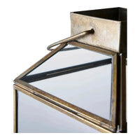 House of Nordic Mysore lantaarn van glas en metaal - antiek messing - Ø13 × 35 cm - Mooier Thuis