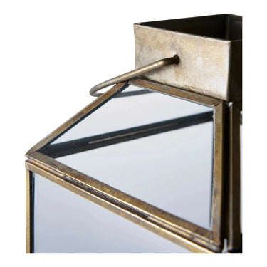 Mysore lantaarn van glas en metaal - antiek messing - Ø13 × 35 cm