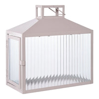 Lucca lantaarn van glas en metaal - beige/grijs - 26 × 13 × 26 cm - Mooier Thuis