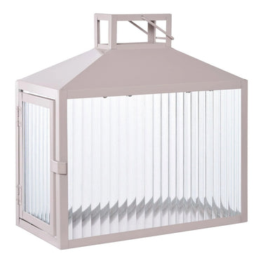 Lucca lantaarn van glas en metaal - beige/grijs - 26 × 13 × 26 cm