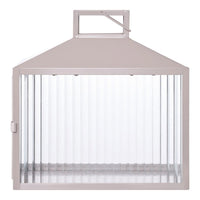 House of Nordic Lucca lantaarn van glas en metaal - beige/grijs - 26 × 13 × 26 cm
