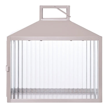 Lucca lantaarn van glas en metaal - beige/grijs - 26 × 13 × 26 cm