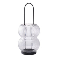 House of Nordic Lucena lantaarn van glas en metaal - zwart - Ø16 × 36 cm