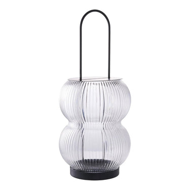 Lucena lantaarn van glas en metaal - zwart - Ø16 × 36 cm