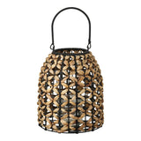 Pinto lantaarn van polyrattan en waterhyacint - naturel/zwart - Ø24 × 28 cm - naturel en zwart - Mooier Thuis