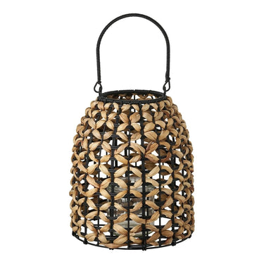 Pinto lantaarn van polyrattan en waterhyacint - naturel/zwart - Ø24 × 28 cm