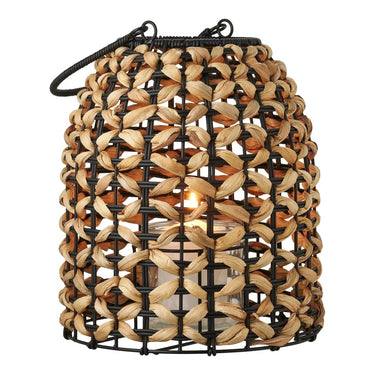 Pinto lantaarn van polyrattan en waterhyacint - naturel/zwart - Ø24 × 28 cm