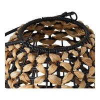 House of Nordic Pinto lantaarn van polyrattan en waterhyacint - naturel/zwart - Ø24 × 28 cm - Mooier Thuis