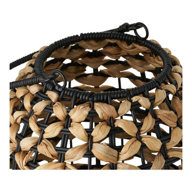 Pinto lantaarn van polyrattan en waterhyacint - naturel/zwart - Ø24 × 28 cm