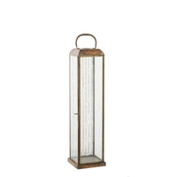 House of Nordic Herslev lantaarn van glas en metaal - antieke messinglook - 12 × 12 × 49 cm