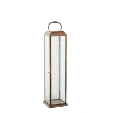 Herslev lantaarn van glas en metaal - antieke messinglook - 12 × 12 × 49 cm