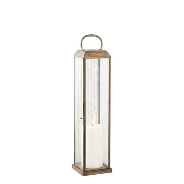 Herslev lantaarn van glas en metaal - antieke messinglook - 12 × 12 × 49 cm