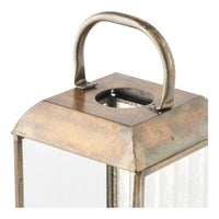 Herslev lantaarn van glas en metaal - antieke messinglook - 12 × 12 × 49 cm - afbeelding 2