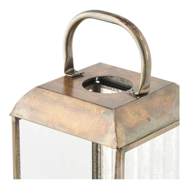 Herslev lantaarn van glas en metaal - antieke messinglook - 12 × 12 × 49 cm